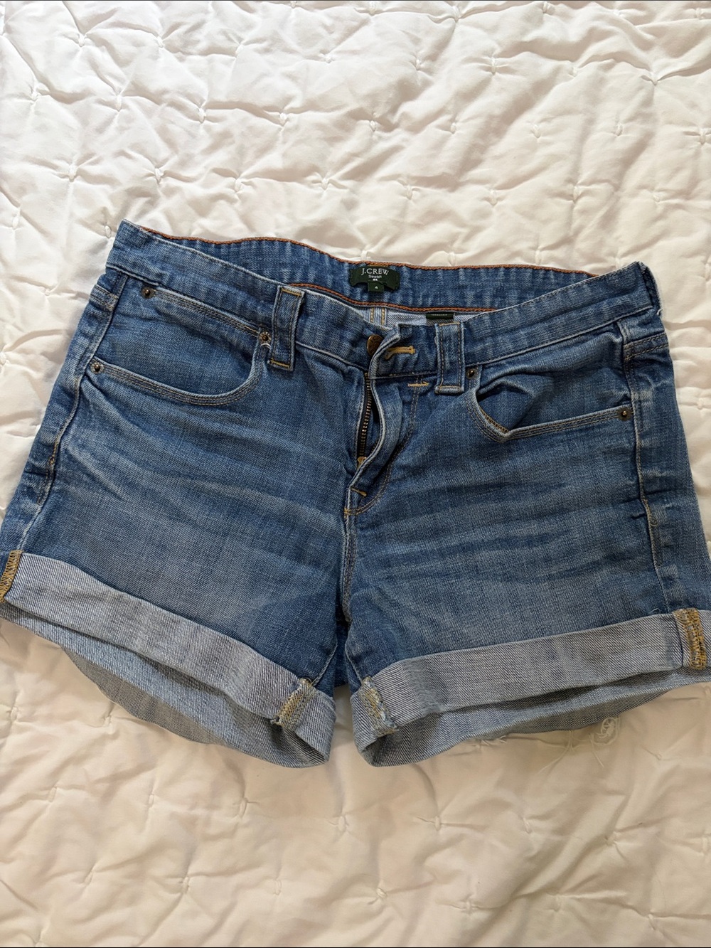 J. Crew Women's Medium Blue Denim Cuffed Shorts